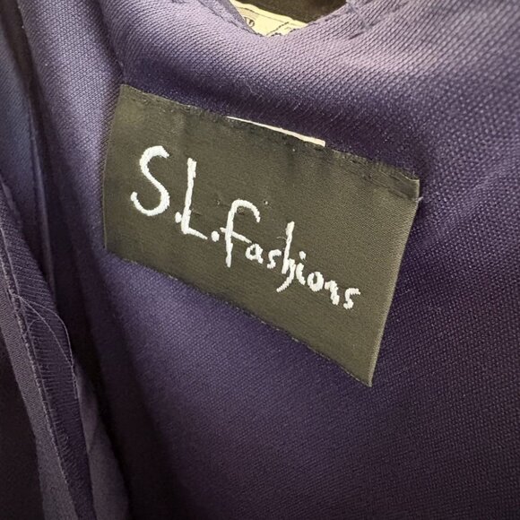 vintage Y2K dress navy fairy flutter flapper drop waist beaded prom party midi L - Picture 8 of 8